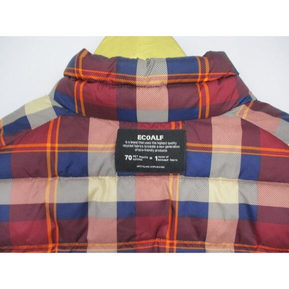 ECOALF Cardiff Vest Jacket Puffer Down Fill Primaloft Full Zip Tartan Plaid Logo - Picture 4 of 16
